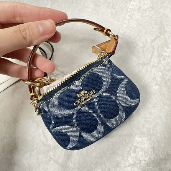 NWT Limited Coach CZ085 Mini Nolita Bag Charm In Signature Denim - Picture 1 of 7